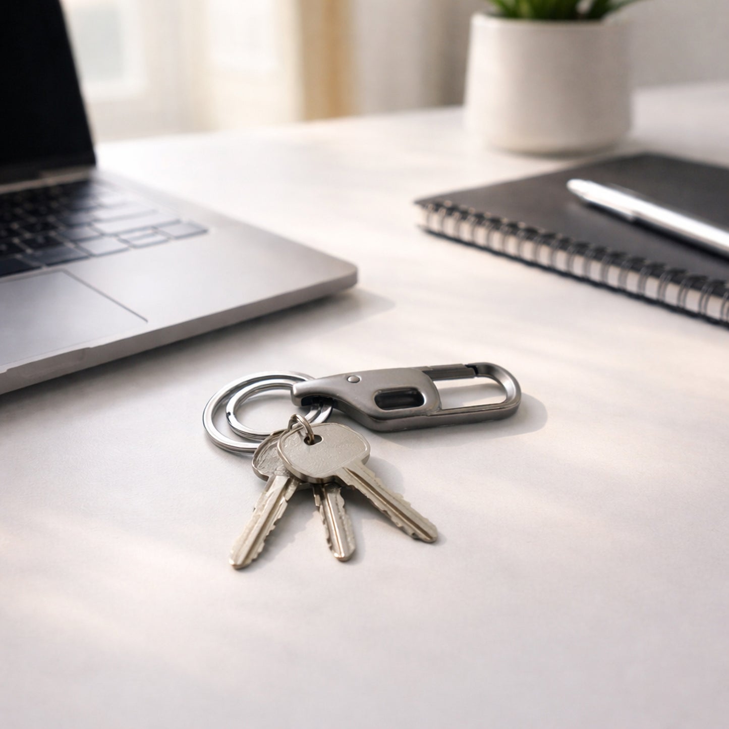 Premium Heavy Duty Push Lock Metal Keychain With Dual Ring (1 Pc)