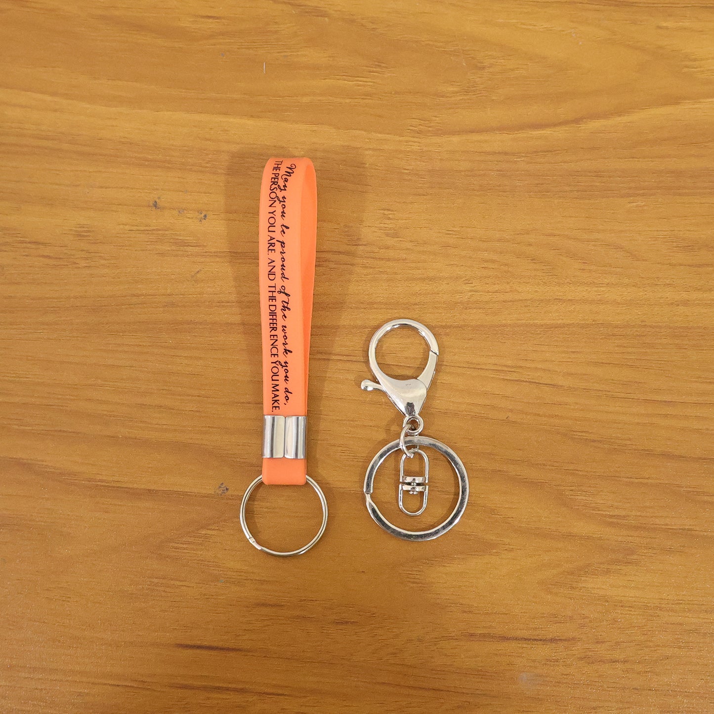 Silicone Wrist Strap Keychain With Metal Key Ring Hook (2 Pc)