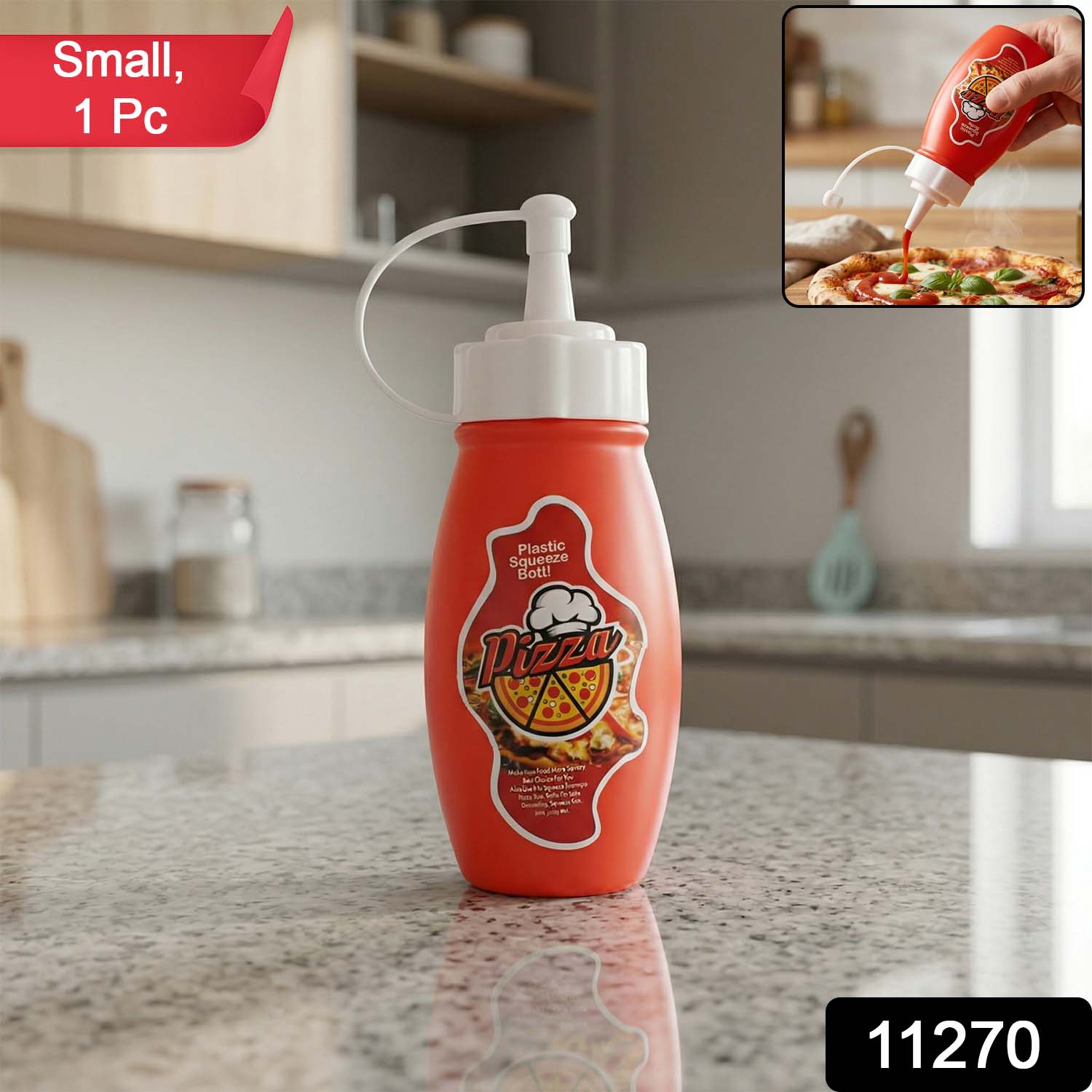 Small Plastic Squeeze Sauce Bottle For Pizza Ketchup Mayonnaise Dispensing (1 Pc)