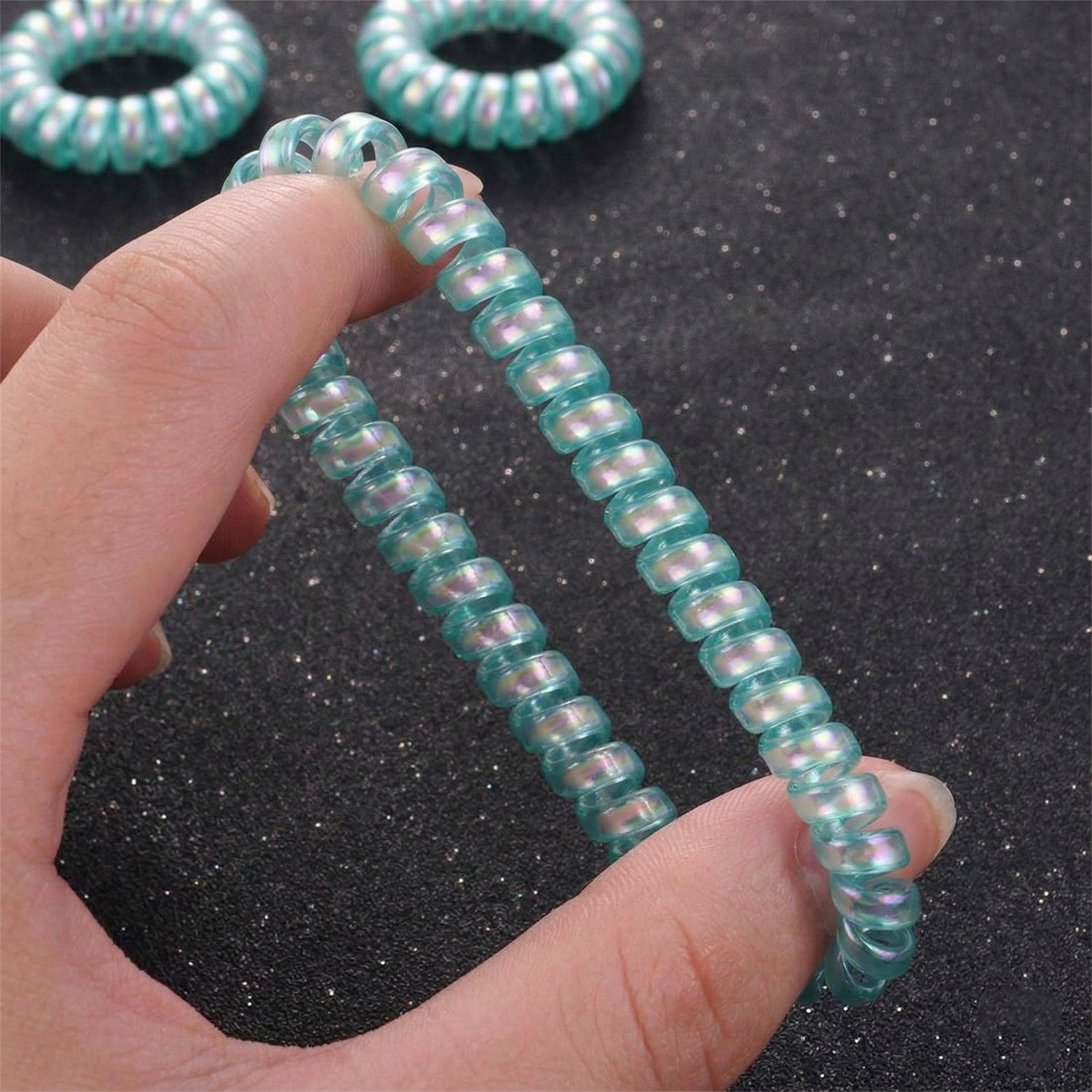Soft Stretchable Telephone Wire Style Hair Bands Set (5 Pc Mix Color)