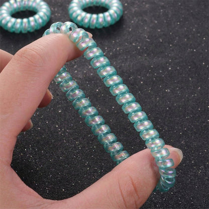 Soft Stretchable Telephone Wire Style Hair Bands Set (5 Pc Mix Color)