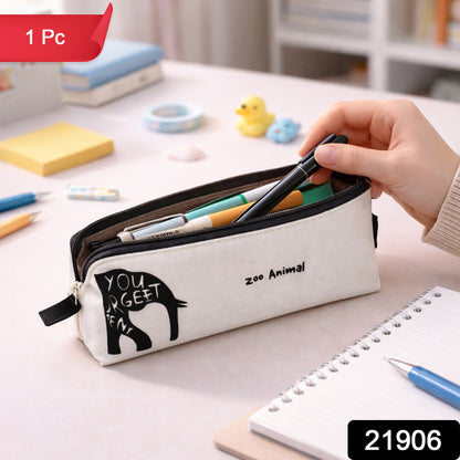 Stylish Canvas Pencil Pouch (1 Pc)