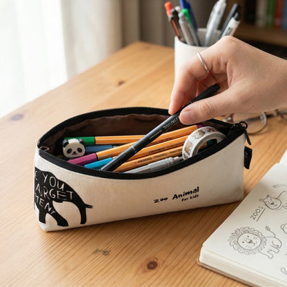 Stylish Canvas Pencil Pouch (1 Pc)