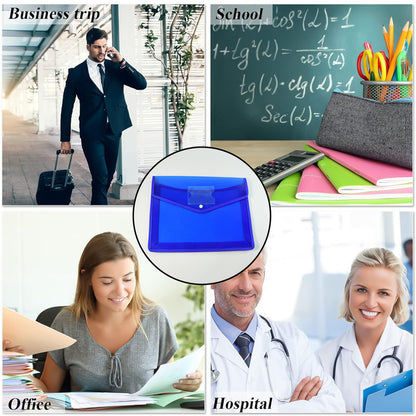 Transparent Document File Folder  Multi-color Button Closure File Bags (1 Pc  Mix Color)