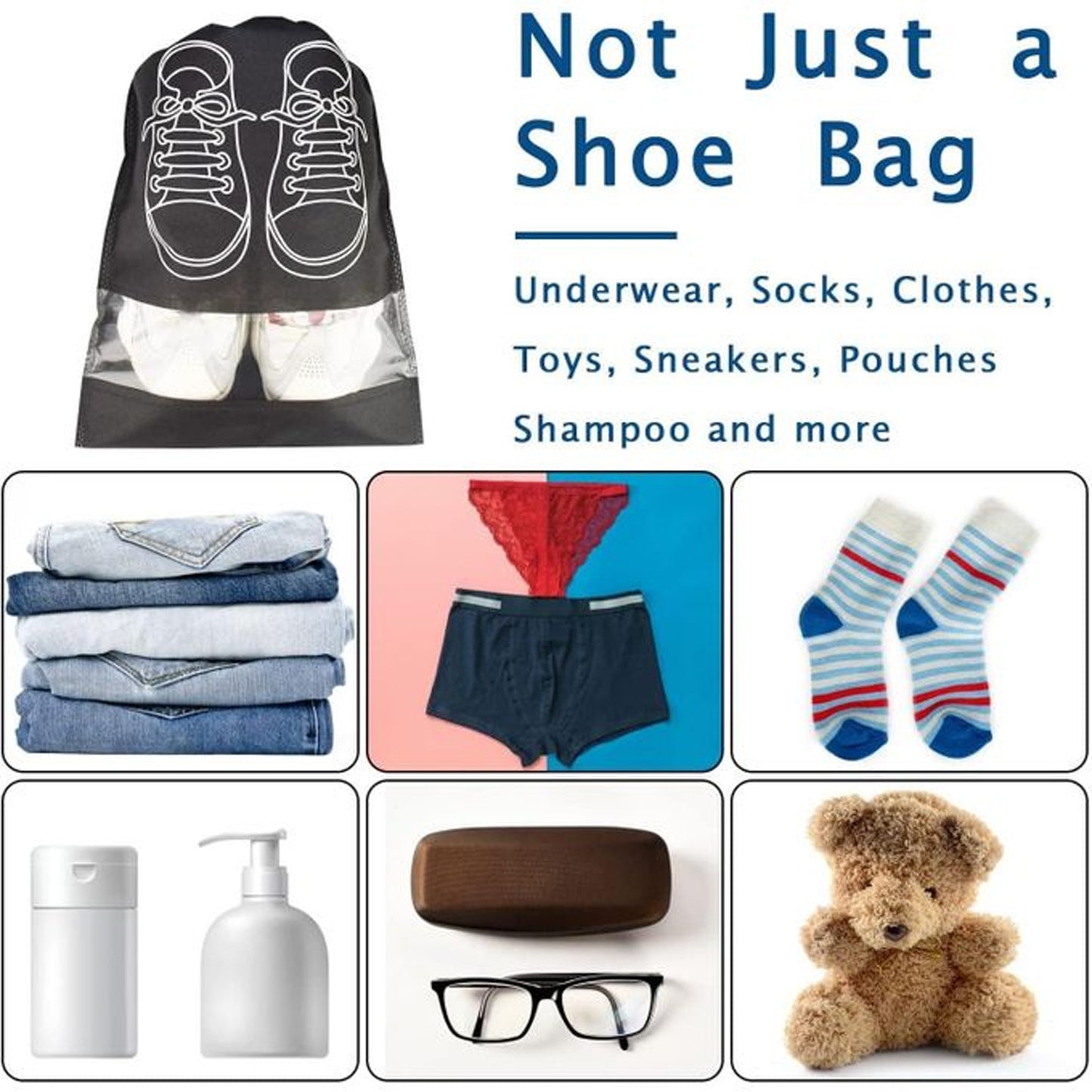 Wukusy travel portable shoes storage bag, compact and lightweight, with zipper closure for organizing shoes during trips.