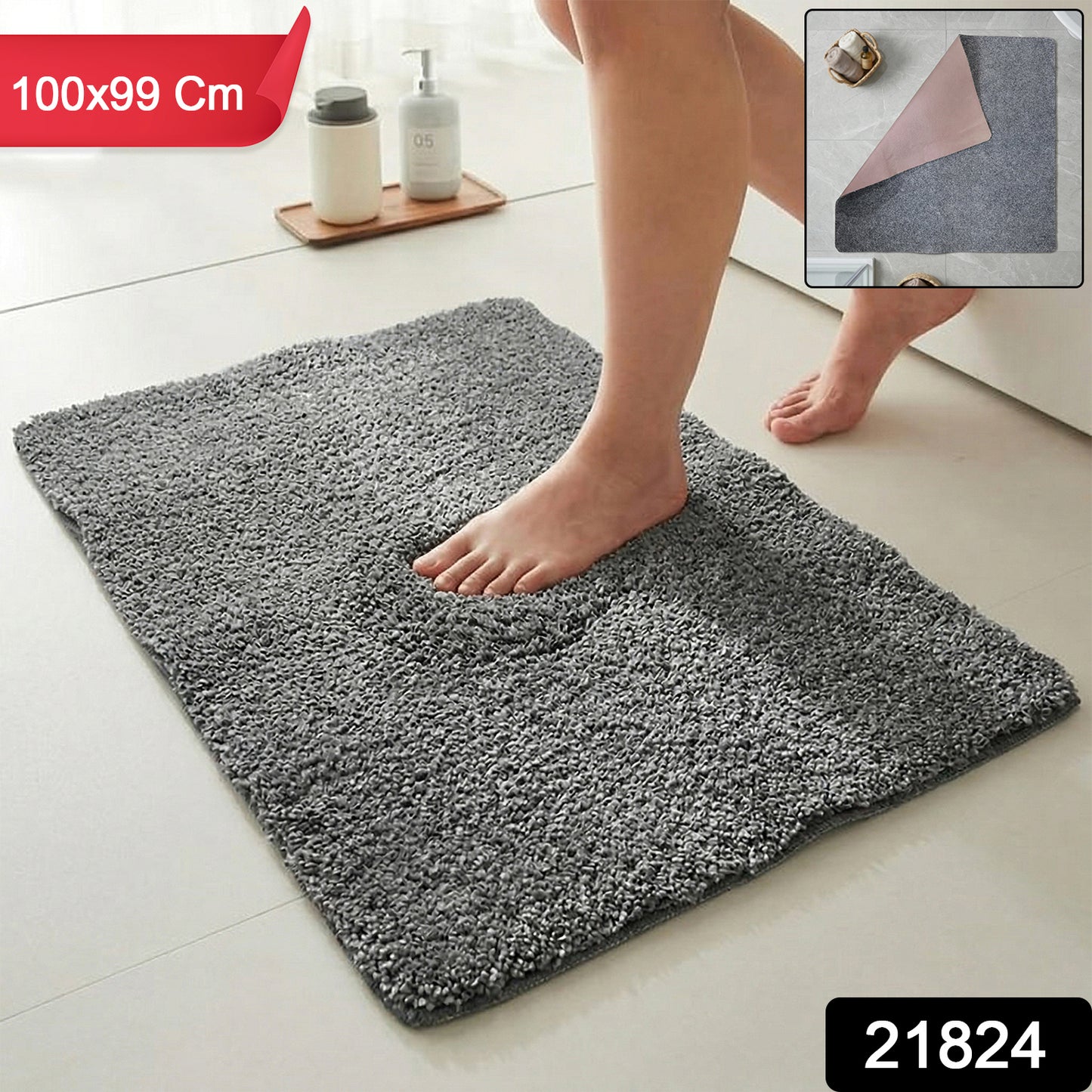 Ultra Soft Anti Slip Bathroom Floor Mat (1 Pc 100x99 Cm)