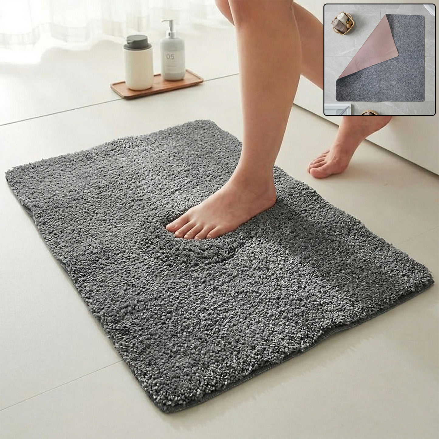 Ultra Soft Anti Slip Bathroom Floor Mat (1 Pc 100x99 Cm)