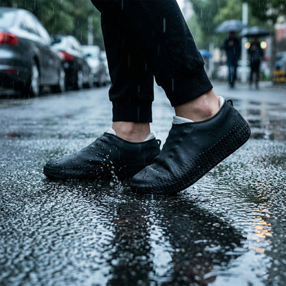 Waterproof Silicone Shoe Cover Black Color (1 Pair Medium Size)