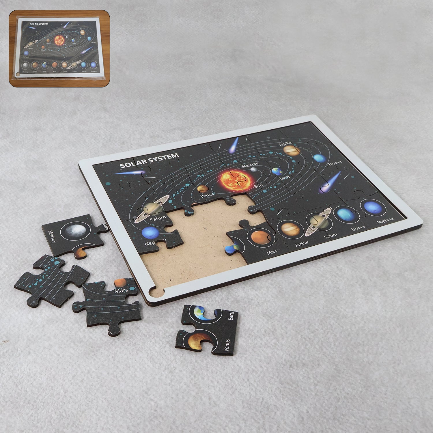 Wooden Puzzle Learning Board For Kids - (1 Pc  Mix Design  Random)