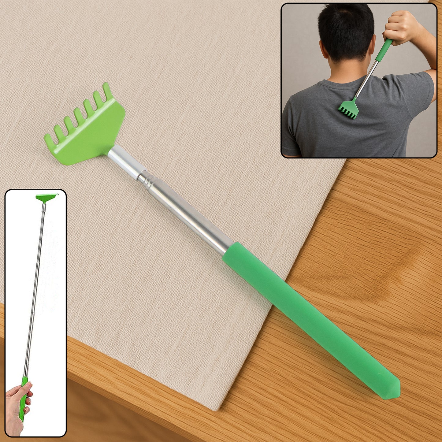 Wukusy telescopic back scratcher, 57 cm long, health and beauty product, extending wooden stick for scratching hard-to-reach areas
