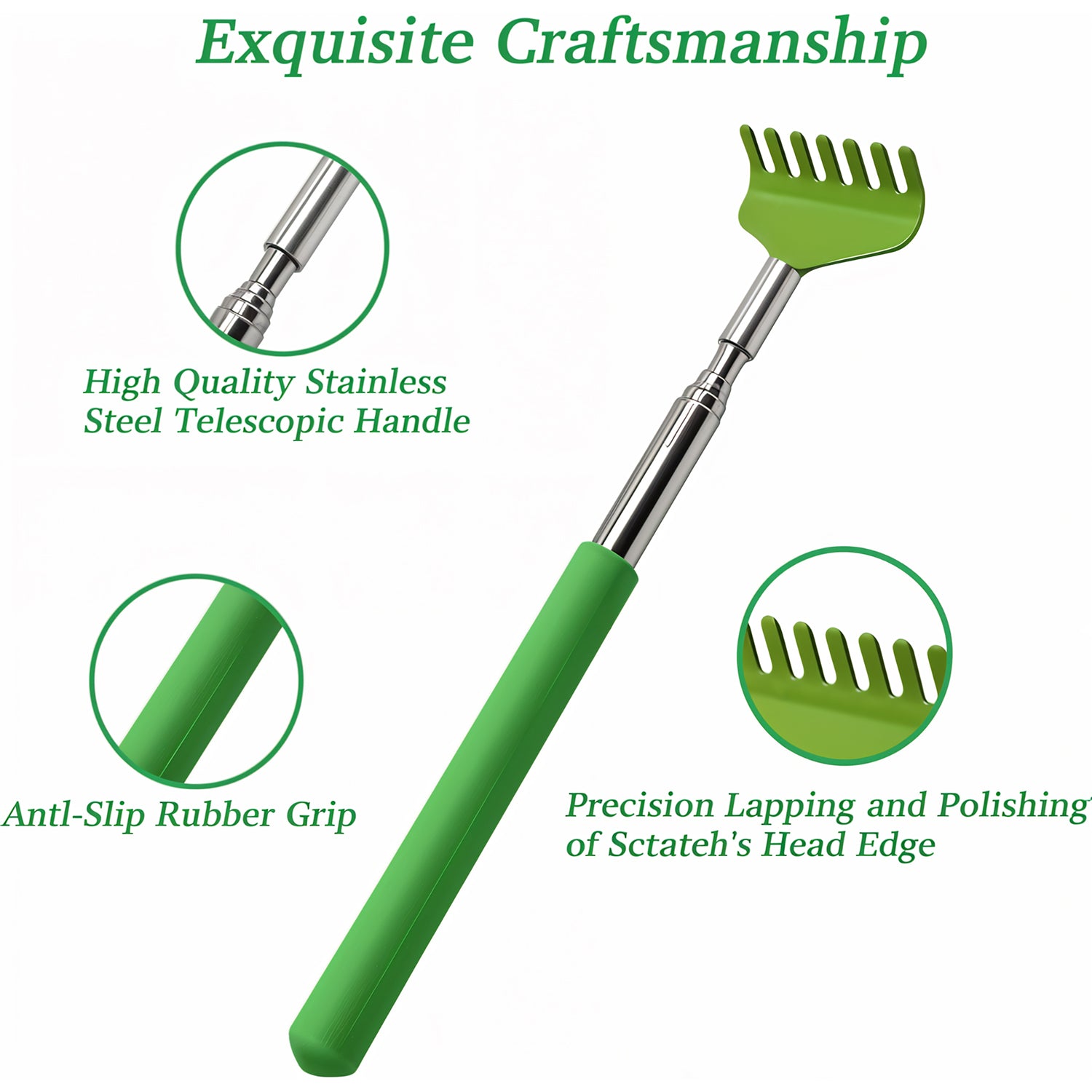 Wukusy telescopic back scratcher, 57 cm long, health and beauty product with extendable design for easy itching relief.