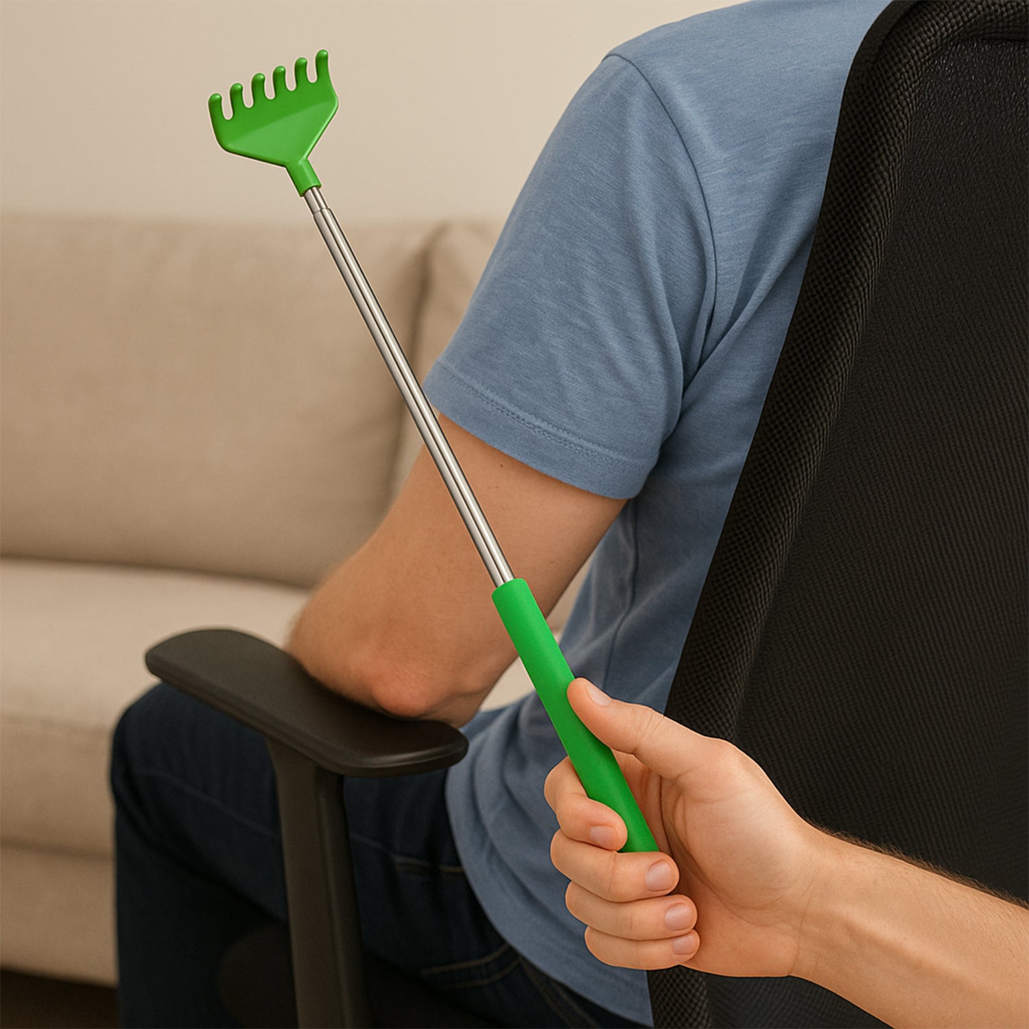 Wukusy telescopic back scratcher, 57 cm long, health and beauty product with an extendable design for easy use.
