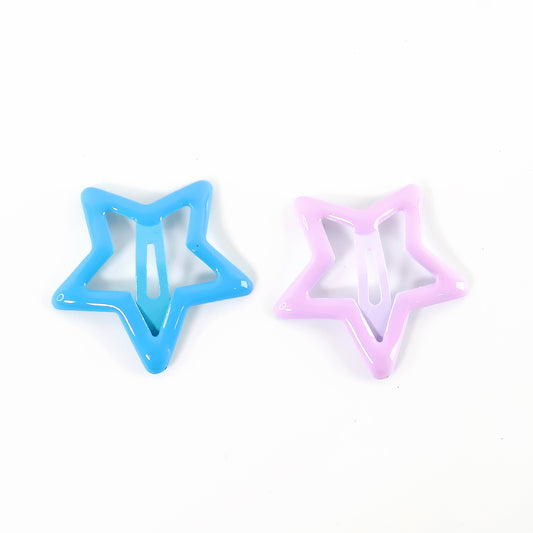 Set of three star-shaped hair clips for girls by Wukusy, colorful hair accessories perfect for kids' hairstyles.