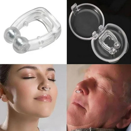 Wukusy anti-snore device for men and women, silicone magnetic nose clip to reduce heavy snoring during sleep.