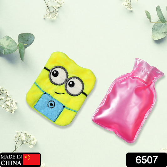 Wukusy 6507 2-eye Minions small hot water bag with cover for pain relief, neck, shoulder, hand, feet warmer, menstrual cramps.