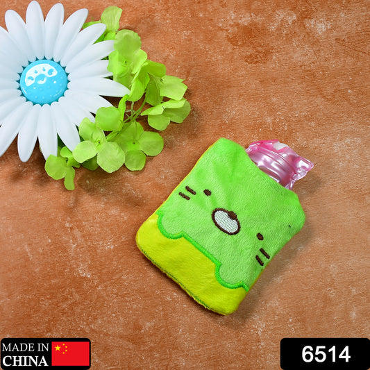 Green Kitty Wukusy small hot water bag with cover for pain relief, neck, shoulder, hand, feet warmth, and menstrual cramps.