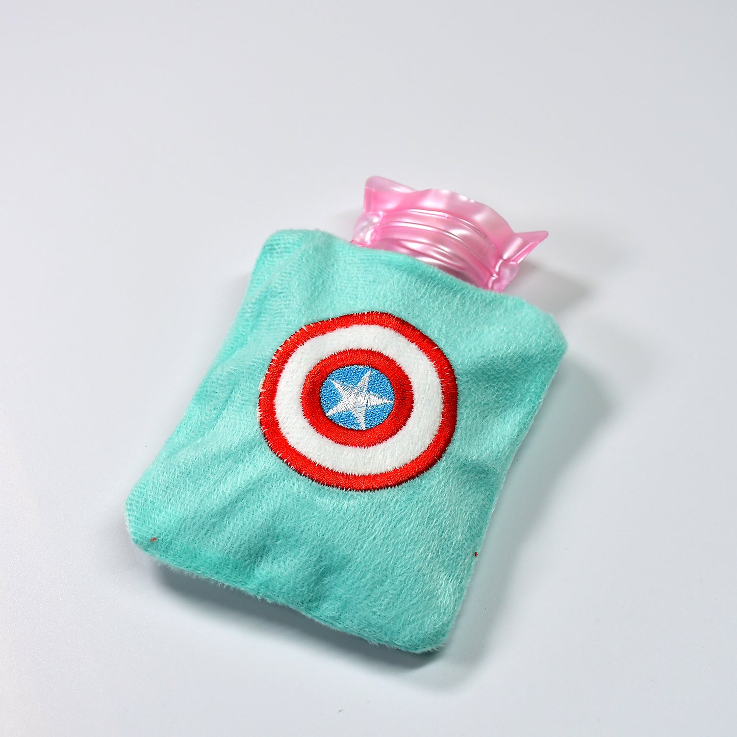 Wukusy Captain America's Shield small hot water bag with cover for pain relief, neck, shoulder, hand, feet warmer, menstrual cramps.