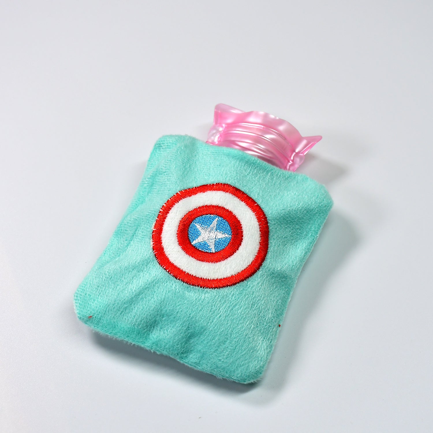 Wukusy Captain America's Shield small hot water bag with cover for pain relief, neck, shoulder, hand, feet warmer, menstrual cramps.