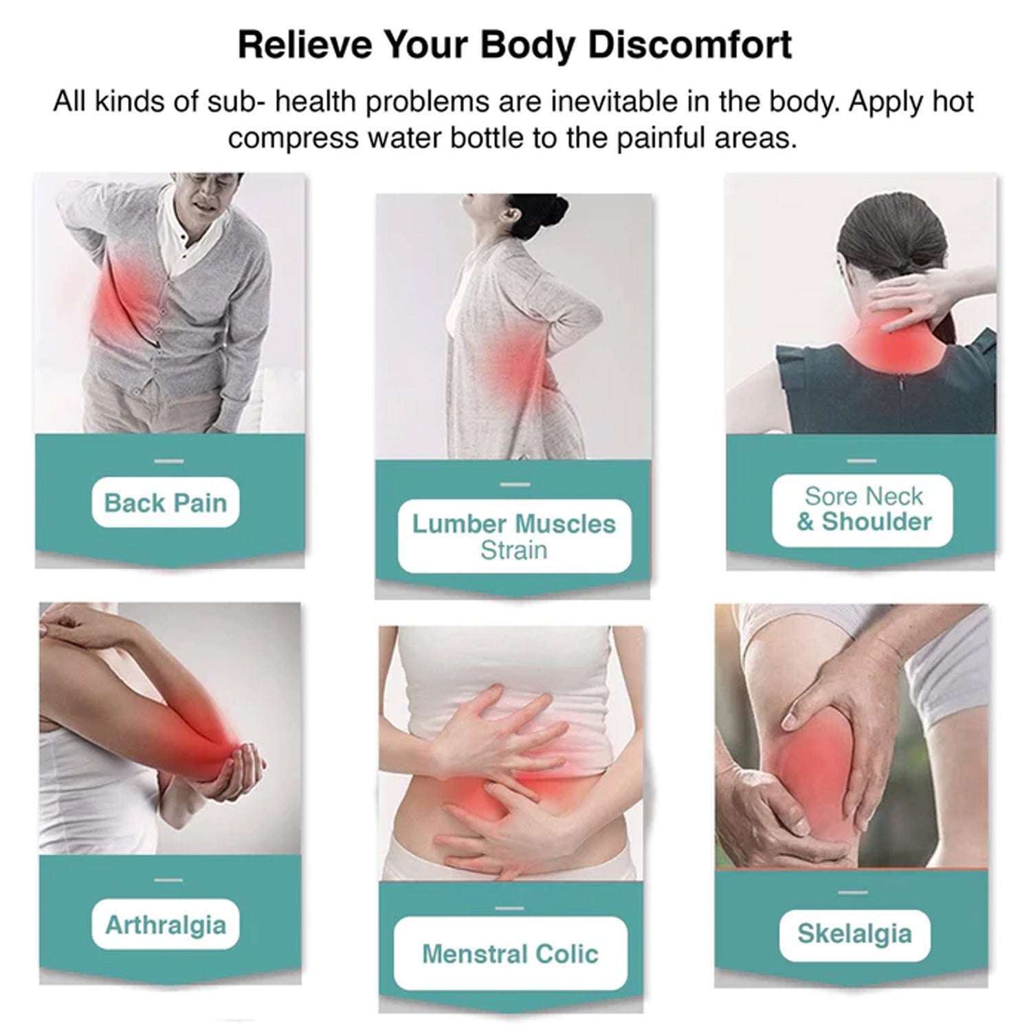 Wukusy Captain America shield-shaped small hot water bag with cover for pain relief, neck, shoulder, and menstrual cramps.