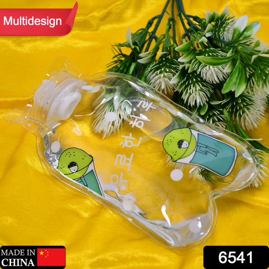 Wukusy transparent multi-design small hot water bag with cover for pain relief, neck, shoulder, hand, foot warmth, and menstrual cramps.