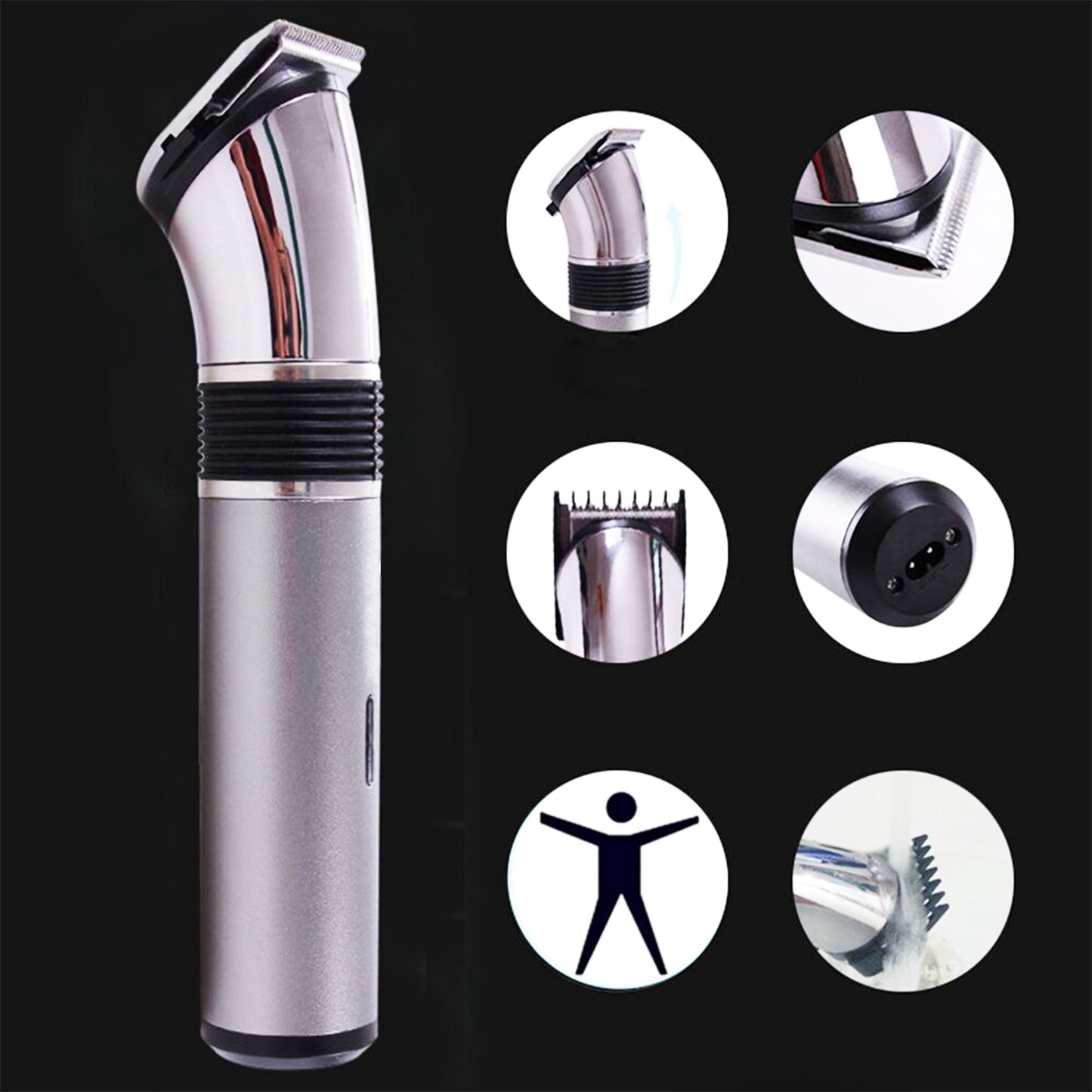 Wukusy Orbit rechargeable hair trimmer for men, health care device with sleek design and adjustable blades for haircutting.