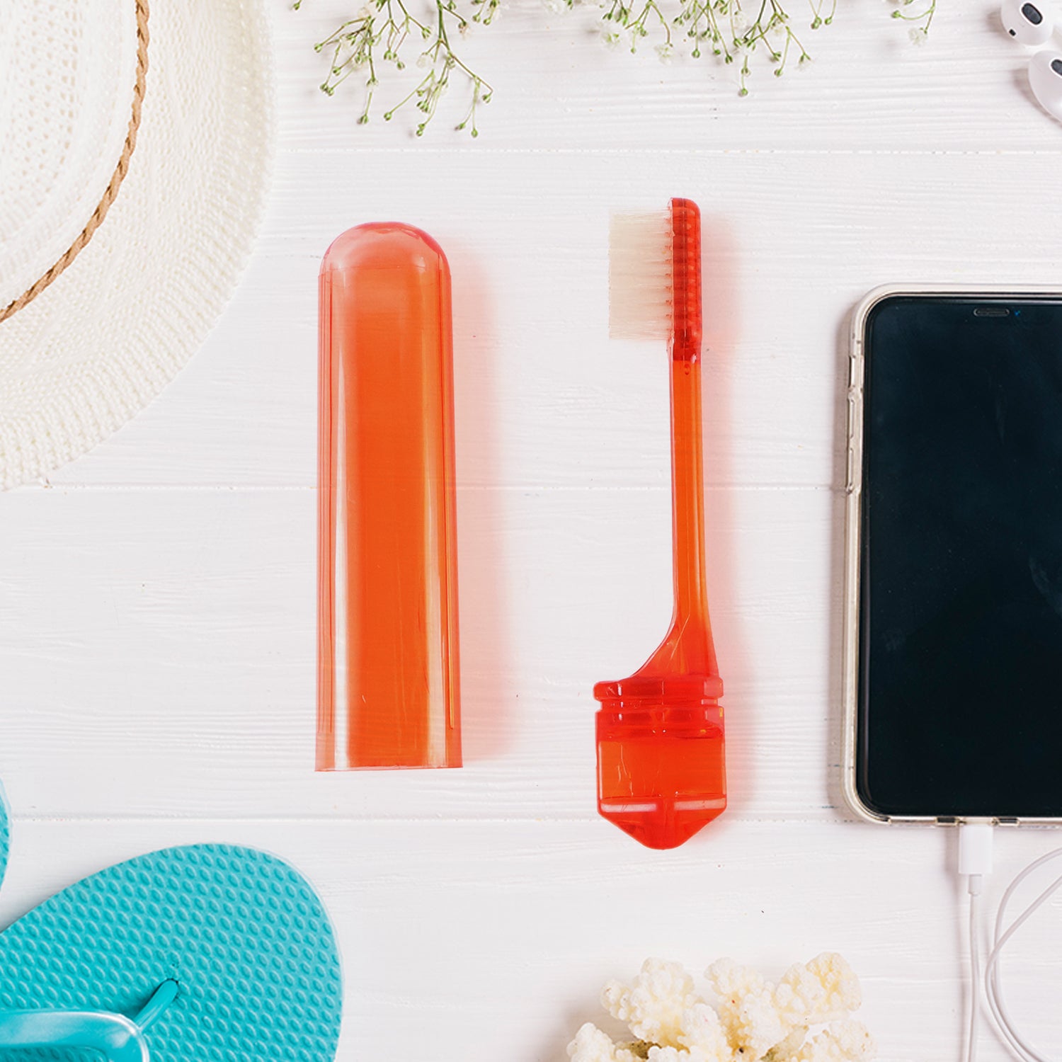 Wukusy portable folding toothbrush with built-in travel case, compact health care tool for easy oral hygiene on the go.