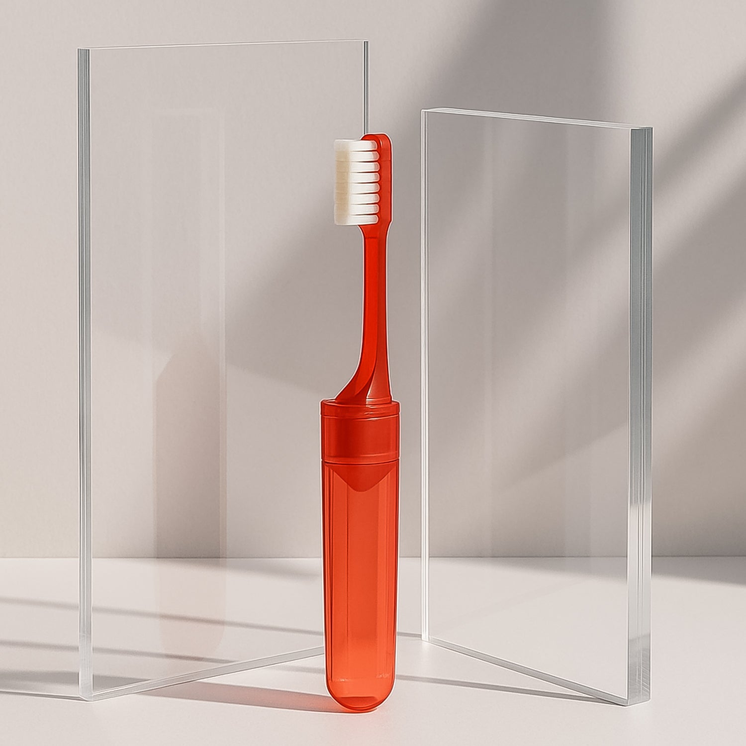 Wukusy portable folding toothbrush with built-in travel case, compact health care device for convenient oral hygiene on the go