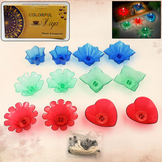 Wukusy Magical Reflection Diya Set with 6 attractive design cups, 12-piece home decor diya and cup set for festive lighting.