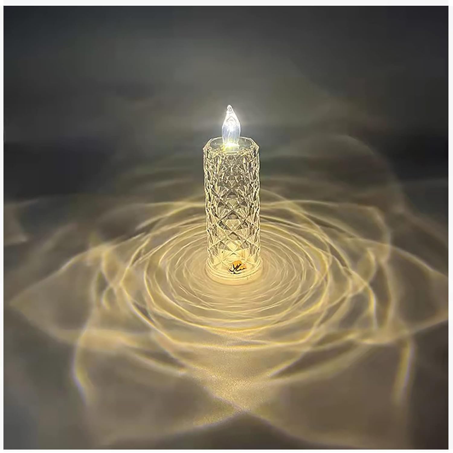 Wukusy Rose Flameless LED Candle, transparent acrylic tea light for home decor, Diwali, Christmas, or gift occasions.