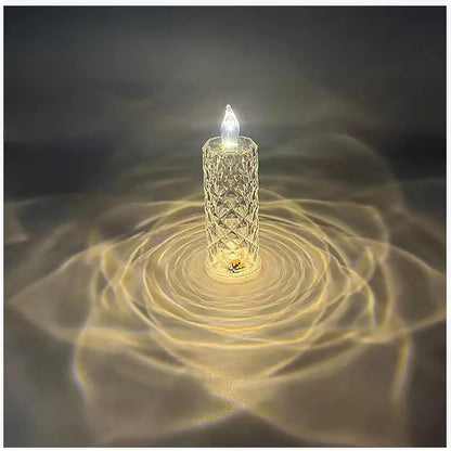 Wukusy Rose Flameless LED Candle, transparent acrylic tea light for home decor, Diwali, Christmas, or gift occasions.