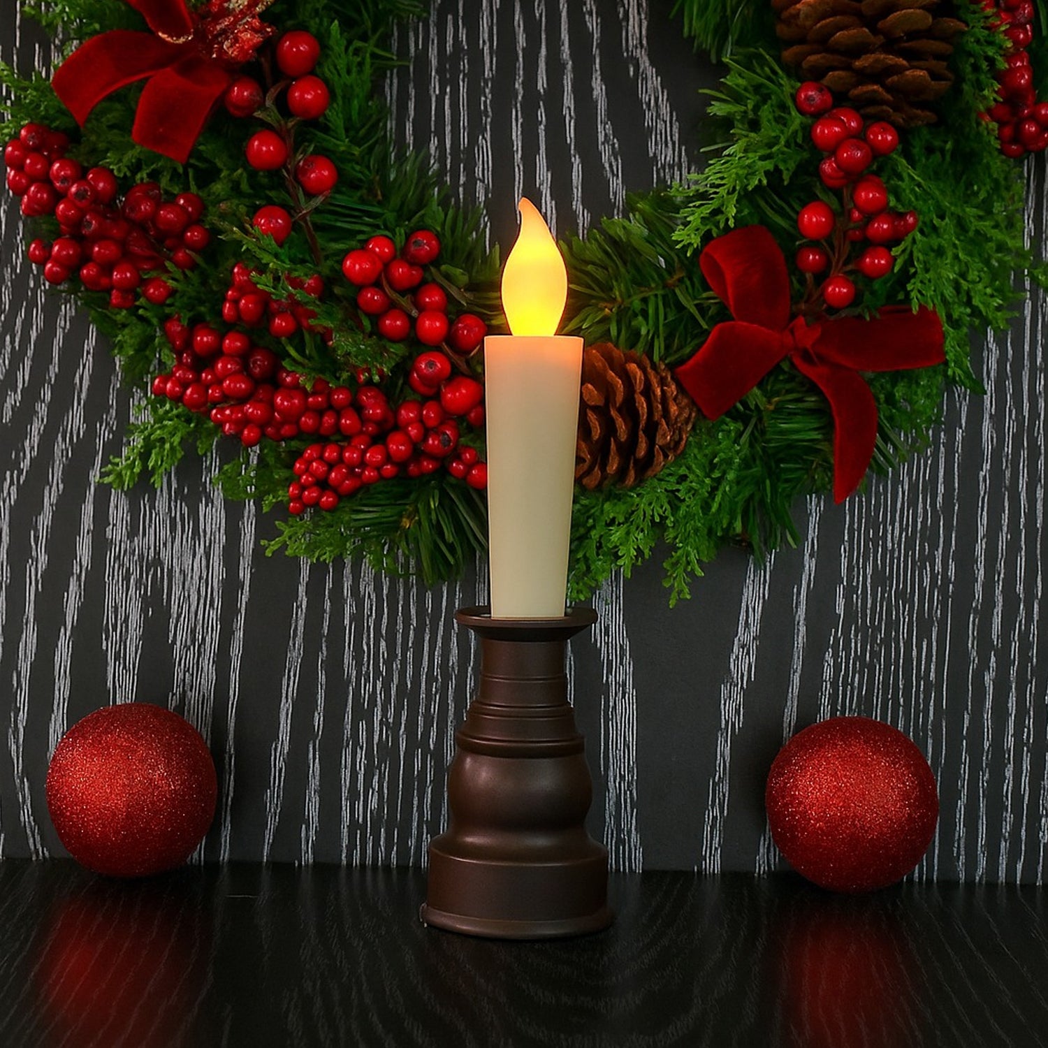 Wukusy premium LED flameless candle with holder, home decor, realistic flickering light, decorative candle for ambiance.