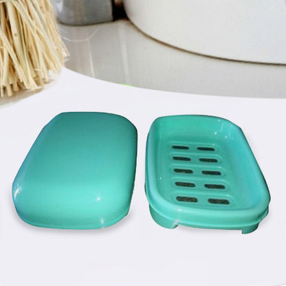 Wukusy covered soap keeper plastic case for bathroom, compact home improvement accessory with lid to keep soap dry and clean