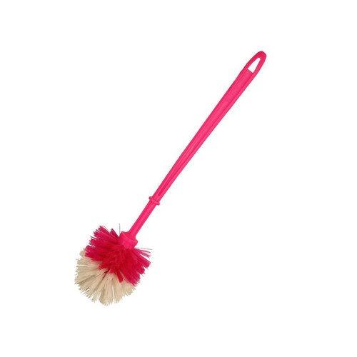 Wukusy plastic round toilet cleaner brush with handle for effective cleaning of toilets and bathroom fixtures.