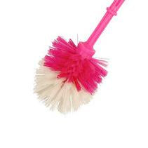 Wukusy plastic round toilet cleaner brush with handle, designed for cleaning toilets effectively in home improvement tasks.