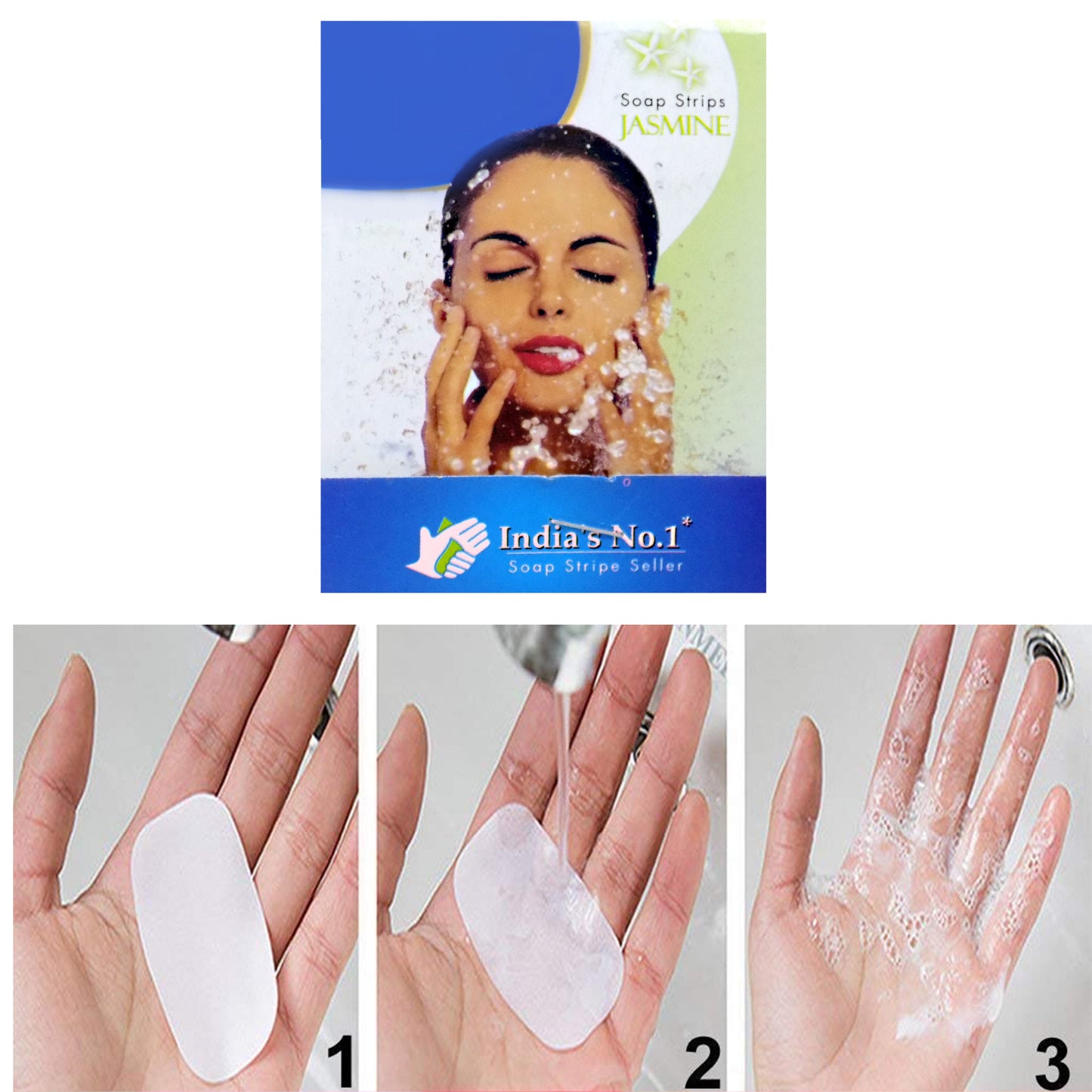 Wukusy Fresh Paper Soap Strips for travel, jasmine-scented hand wash, 100-piece pack, portable and convenient for hand cleaning.