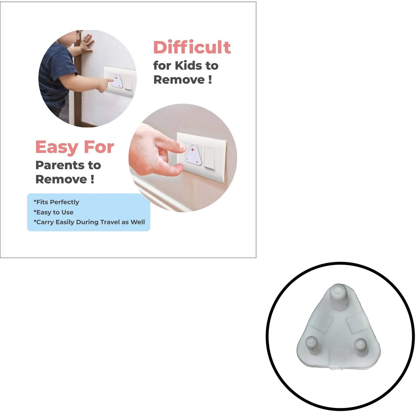 Wukusy baby safety electrical socket cover set with six outlet plug protectors for child-proofing homes, schools, and offices.