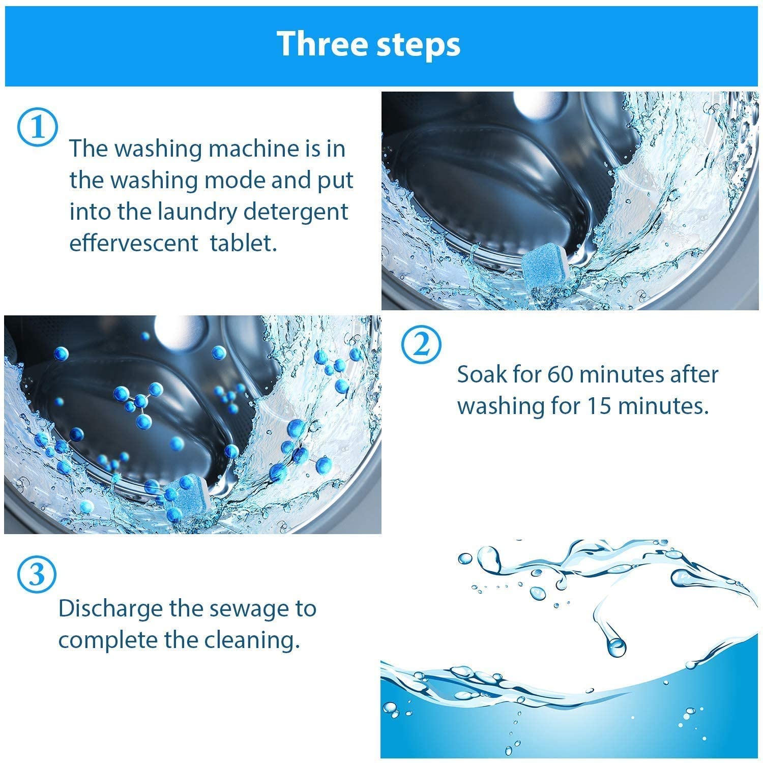 Wukusy 1402 washing machine stain tank cleaner tablet for deep cleaning, designed to remove residue and freshen laundry appliances.