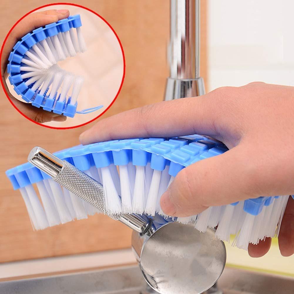 Wukusy flexible plastic cleaning brush for kitchen and bathroom cleaning, with ergonomic handle and durable bristles.