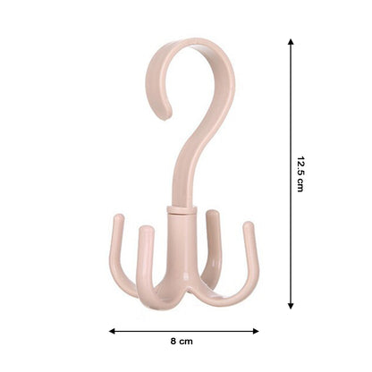 Wukusy 1714 4-claw multi-function purse rack and handbag hanger hook with 360-degree rotatable design for home organization.
