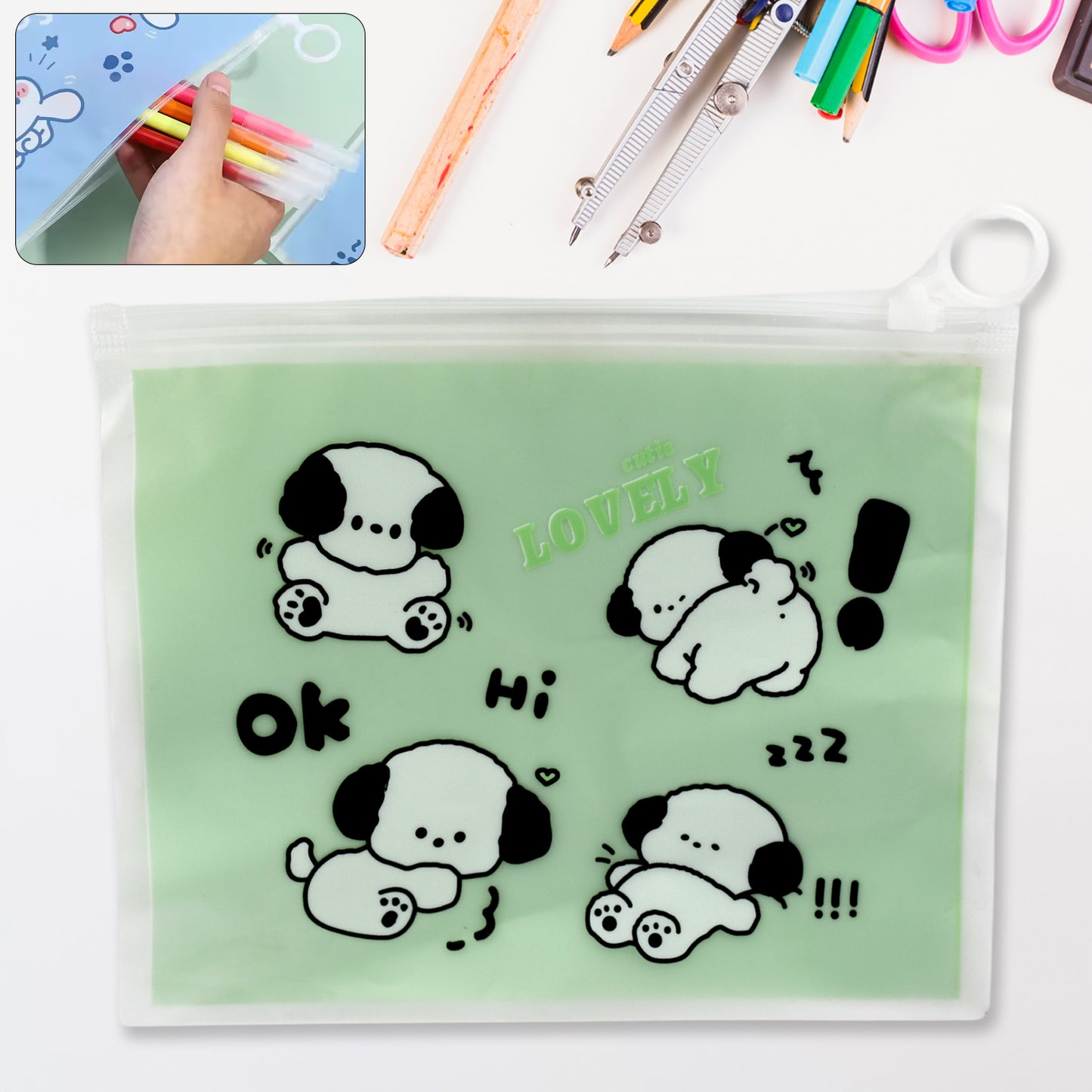Wukusy reusable multipurpose pencil pouch with zip, ideal for pens, pencils, and stationery for school or travel use.