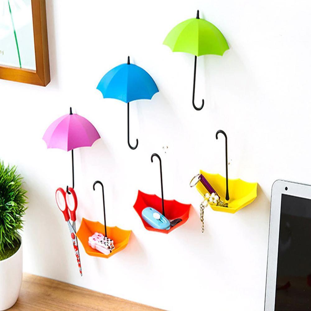 Colorful Wukusy umbrella-shaped key holder with multiple hooks, perfect for organizing keys in home improvement decor.
