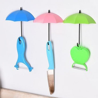 Colorful umbrella-shaped key holder by Wukusy, a vibrant home improvement accessory with multiple hooks for keys and small items.