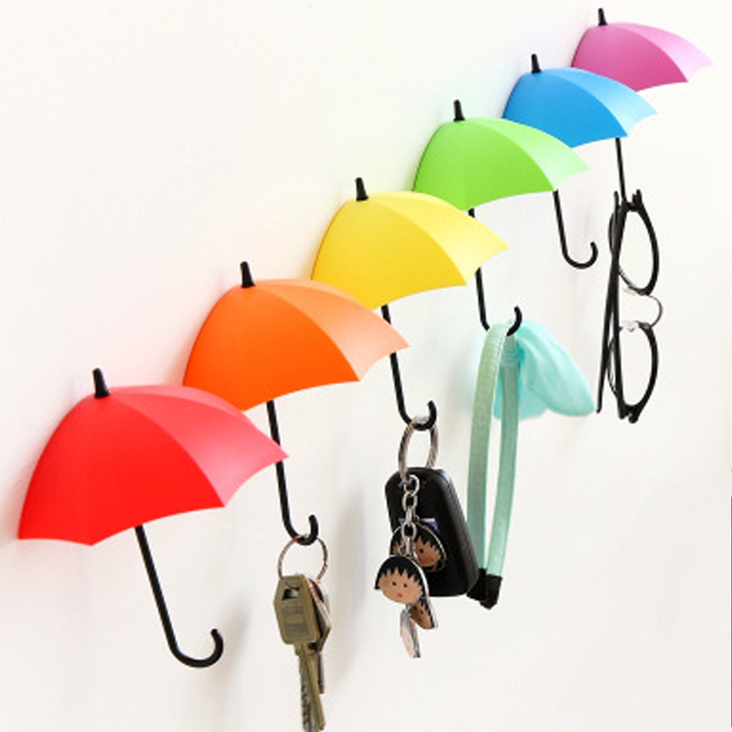 Colorful Wukusy umbrella key holder with multiple hooks, designed for home organization and key storage.