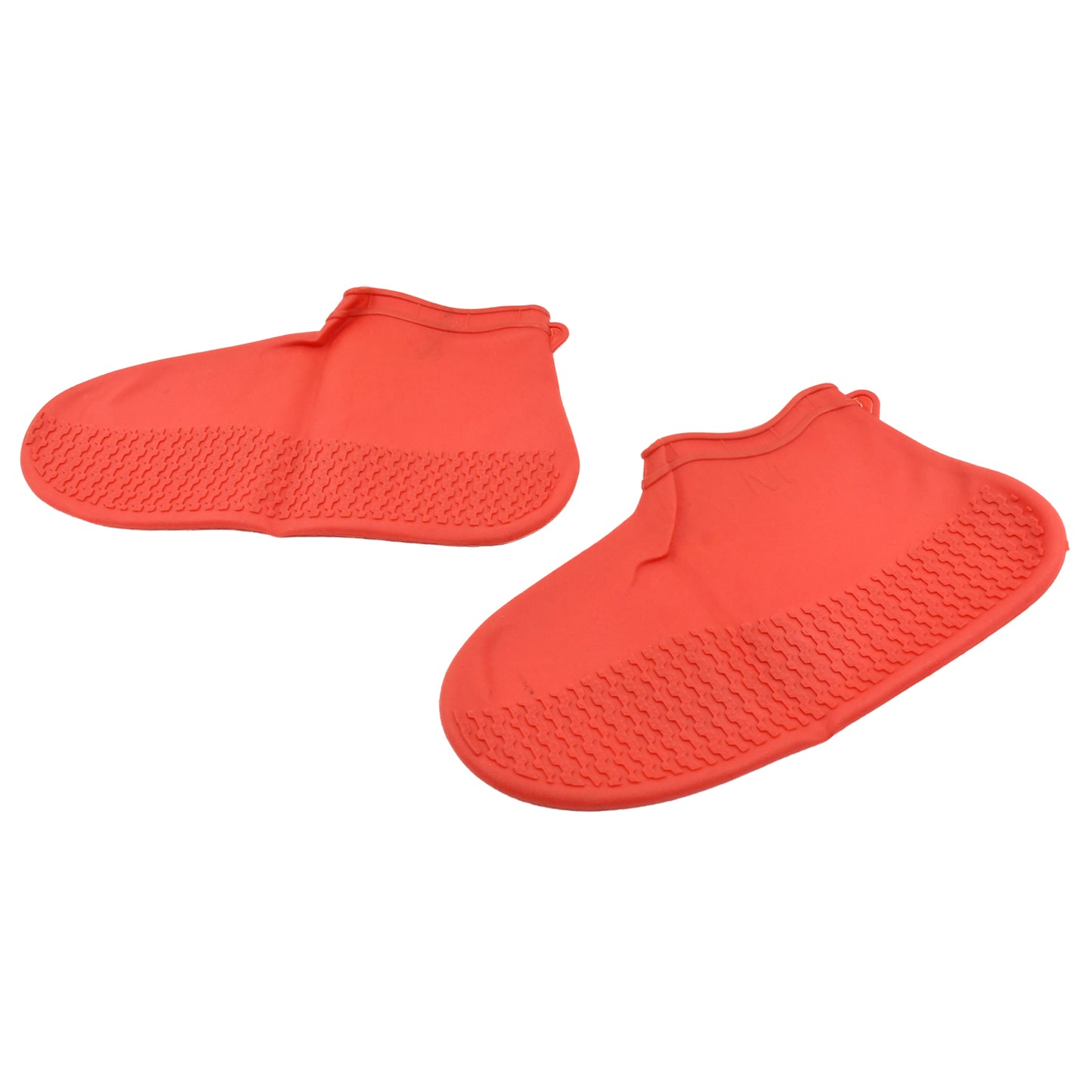 Red Wukusy non-slip silicone rainproof boot shoe covers, reusable and waterproof, designed to prevent slipping and protect footwear.
