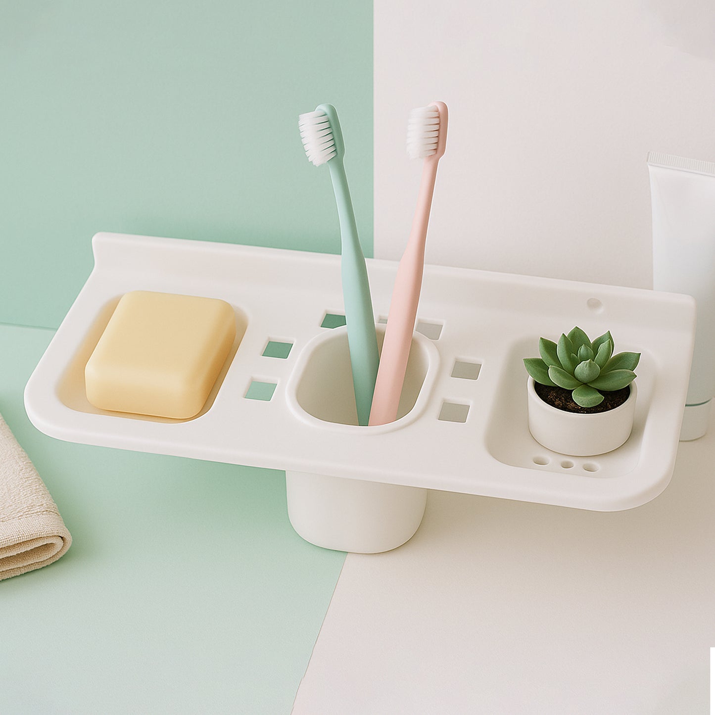 4777 4 In 1 Plastic Soap Dish And Plastic Soap Dish Tray Used In Bathroom And Kitchen Purposes.