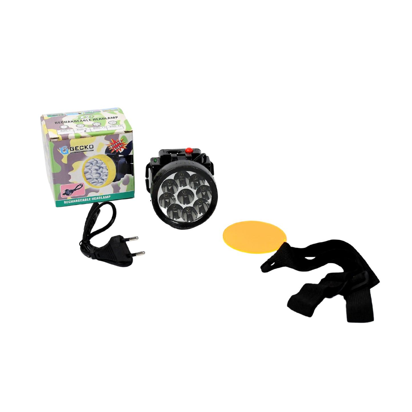 Wukusy 7520 Head Lamp with 9 LED long-range beam, rechargeable headlamp ideal for farmers, fishing, camping, hiking, and cycling.