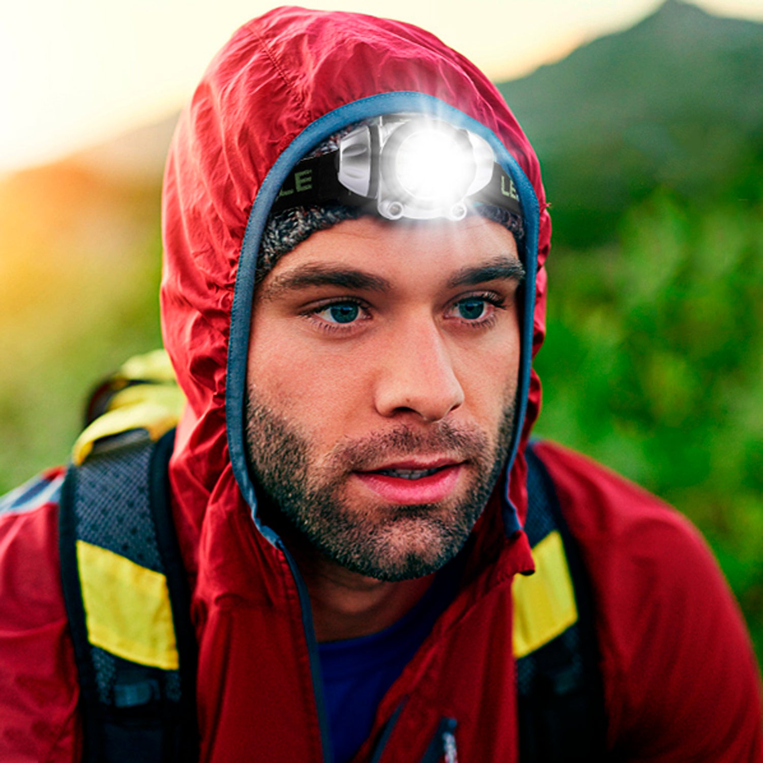 Wukusy 7520 Head Lamp with 9 LED, rechargeable, adjustable for farmers, fishing, camping, hiking, trekking, and cycling.