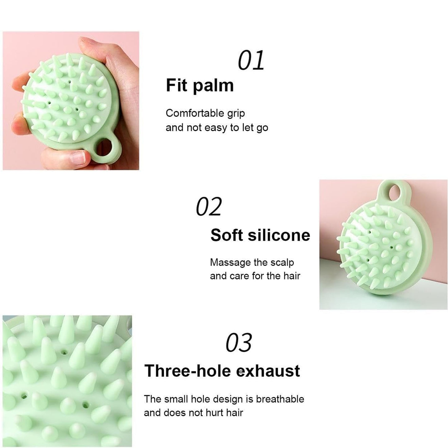 Wukusy scalp massage brush and hair comb, small portable shower brush with washable design for effective hair and scalp massage.