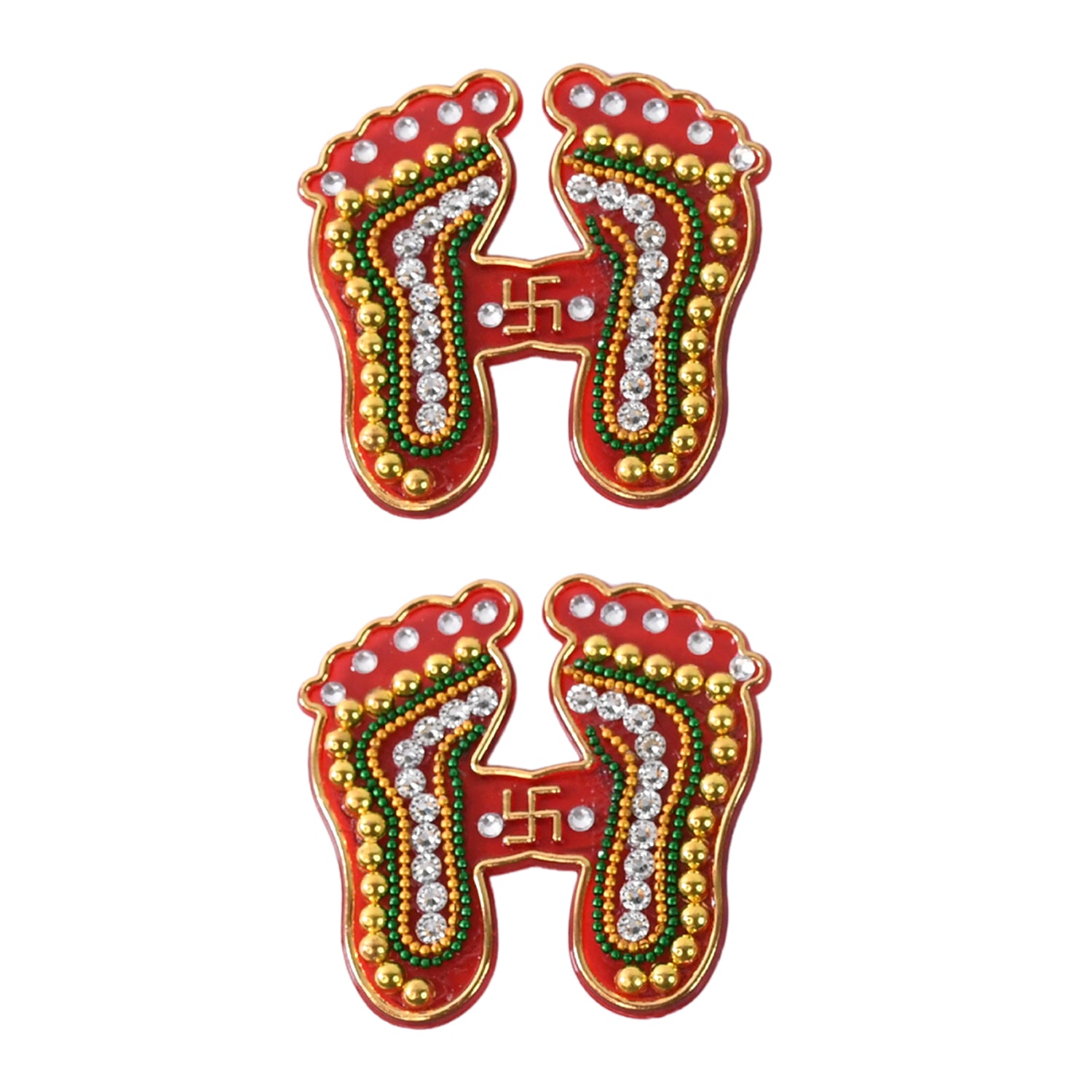 Decorative Laxmi Charan Paduka sticker set from Wukusy, featuring two detailed home improvement wall decorations with traditional design.