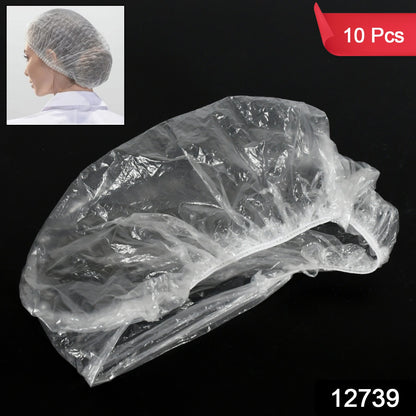 Disposable waterproof shower cap for women, thicker plastic, elastic edge, individually wrapped, suitable for hotel, spa, or home use.